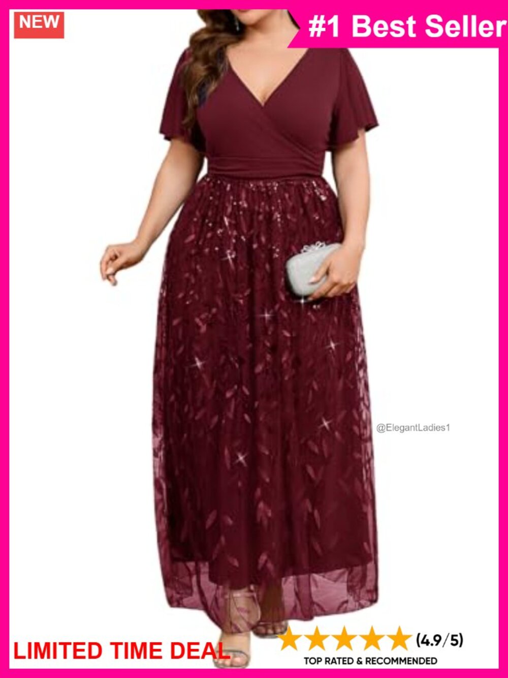 Plus Size Formal Dress Sequin Embroidery V Neck A Line Prom Maxi Gown